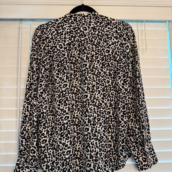 Loft Pink, Black, & White Cheetah Long Sleeve Blouse (Size: S) - Picture 3 of 4